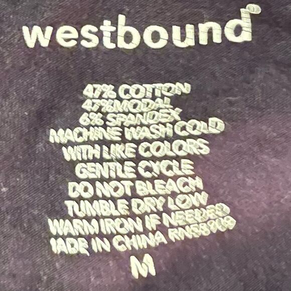 Westbound Mixed Media Cotton Blend Long Sleeve Back Pleat Top Black M - Picture 7 of 8